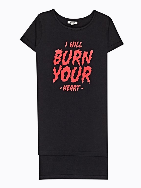 LONGLINE T-SHIRT WITH MESSAGE PRINT