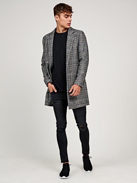 Plaid longline coat