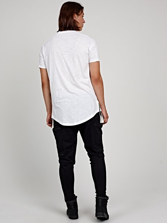 Longline t-shirt with side tapes