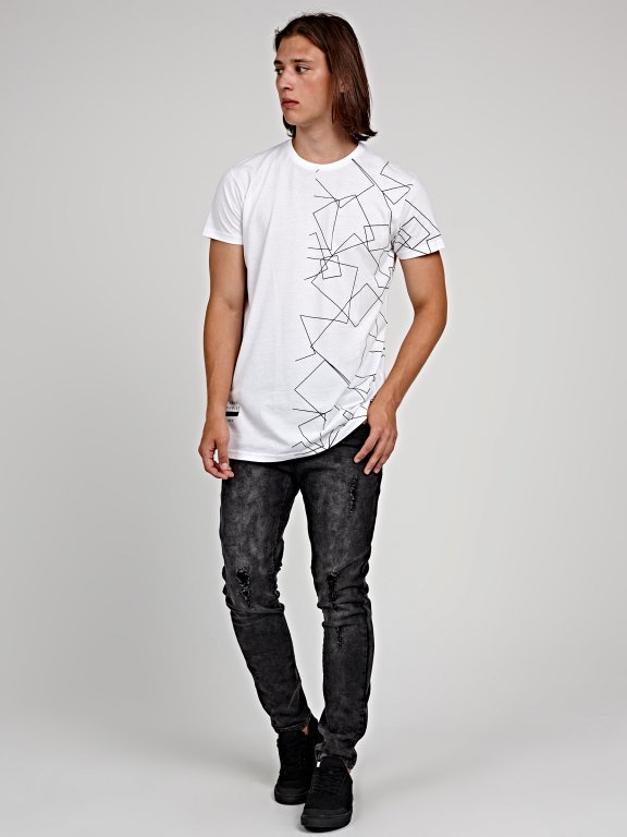 Longline t-shirt with  print