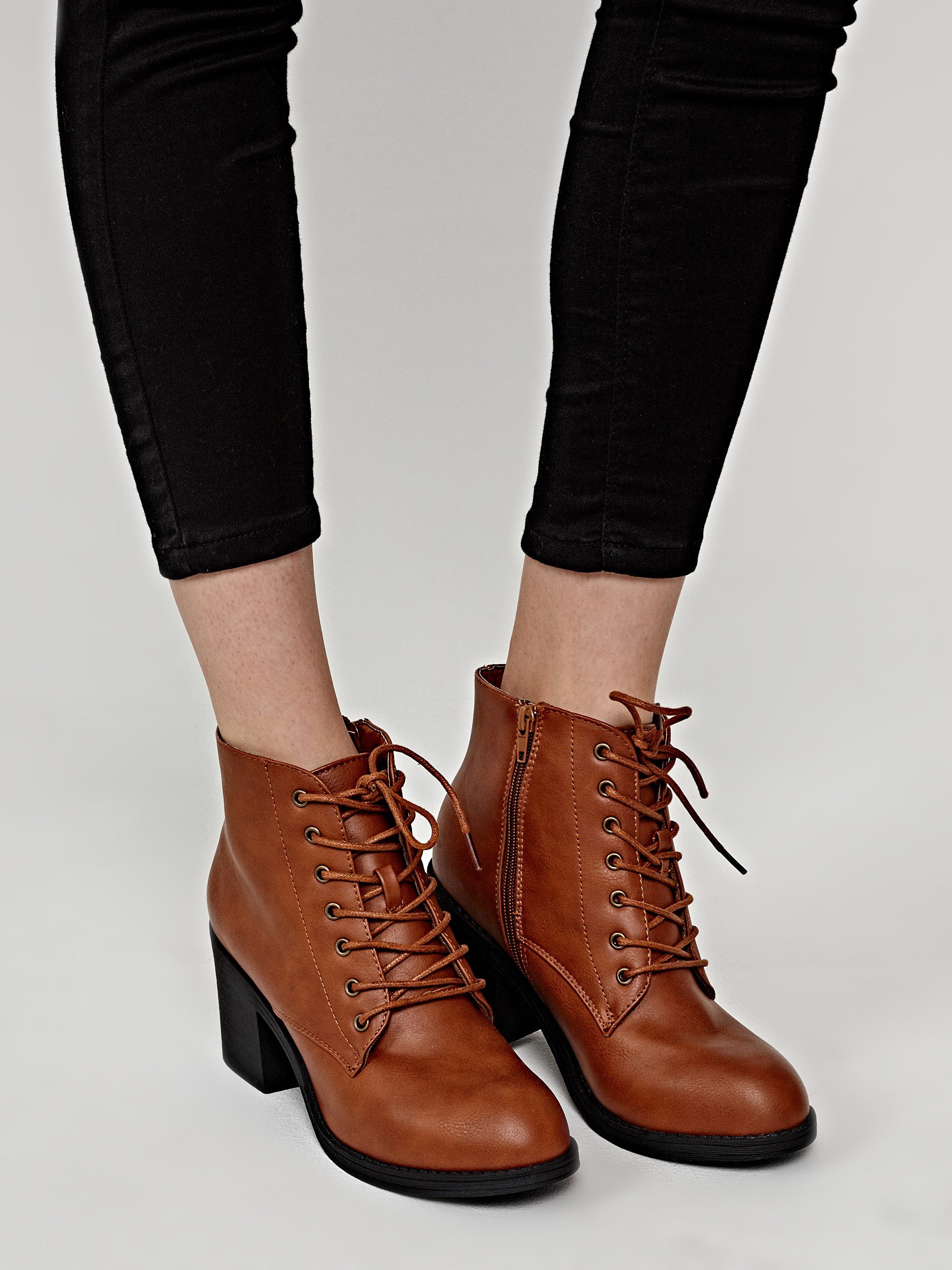 tie up ankle boots with heel
