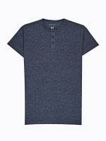WAFFLE-KNIT HENLEY WITH SHORT SLEEVE