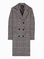 Longline double breasted plaid coat
