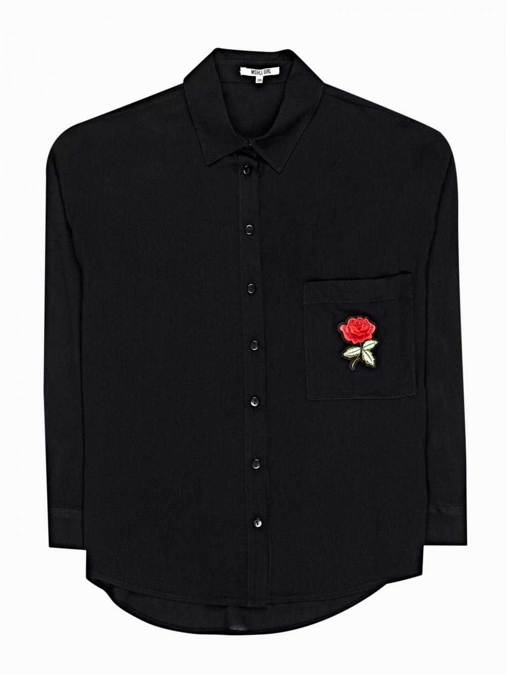 VISCOSE SHIRT WITH ROSE PATCH