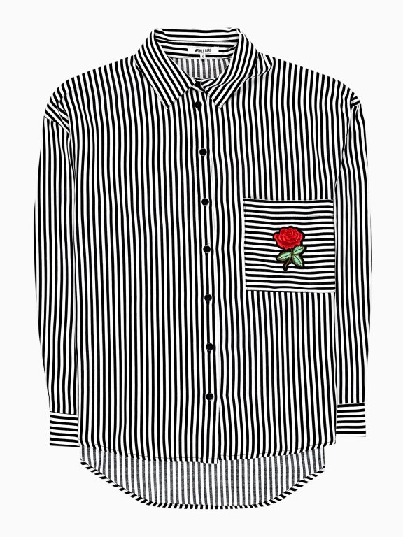 STRIPED SHIRT WITH FLORAL PATCH