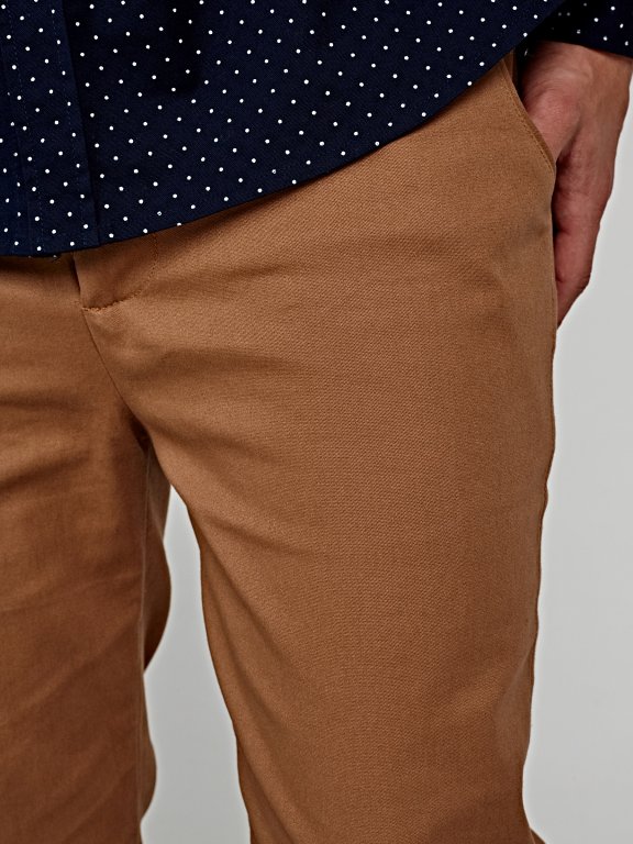 STRETCH CHINO TROUSERS WITH BELT