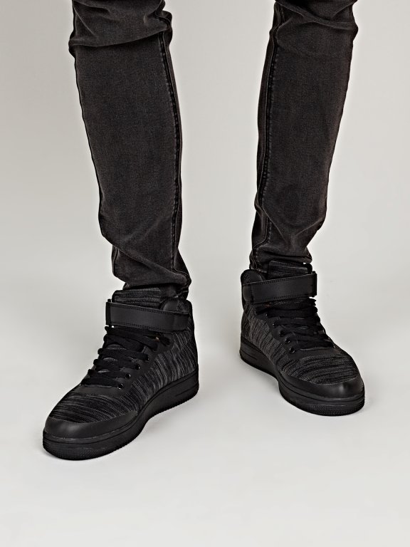 Marled high-top lace-up sneakers
