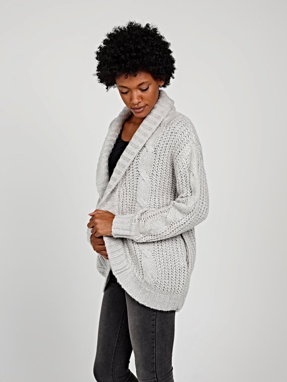 OVERSIZED CABLE-KNIT CARDIGAN