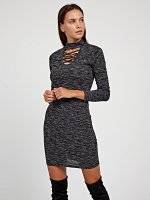 LACE-UP BODYCON DRESS WITH CHOKER COLLAR