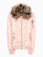 Light padded bomber with removable faux fur