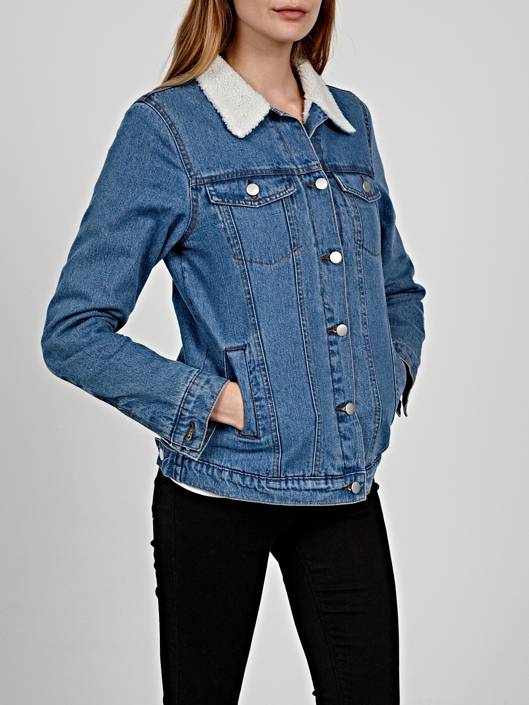 Pile lined denim aviator jacket | GATE