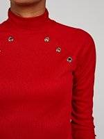 HIGH NECK TOP WITH METAL EYELETS