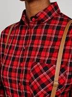 Oversized plaid shirt with chest pocket