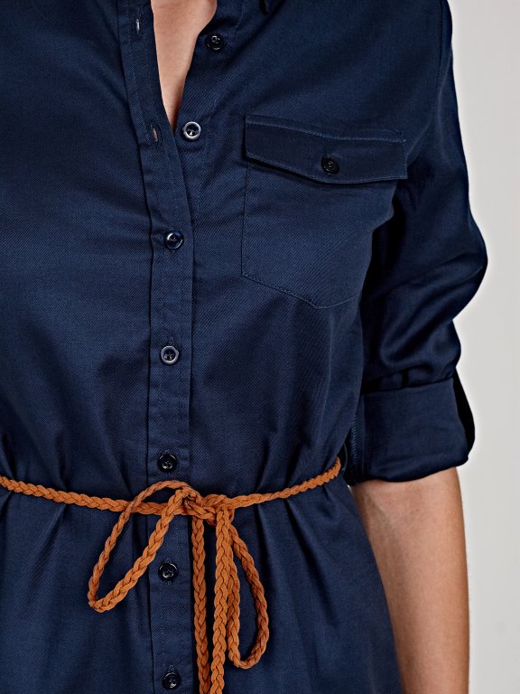 Longline cotton shirt with belt