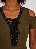 COLD SHOULDER TOP WITH FRONT LACING