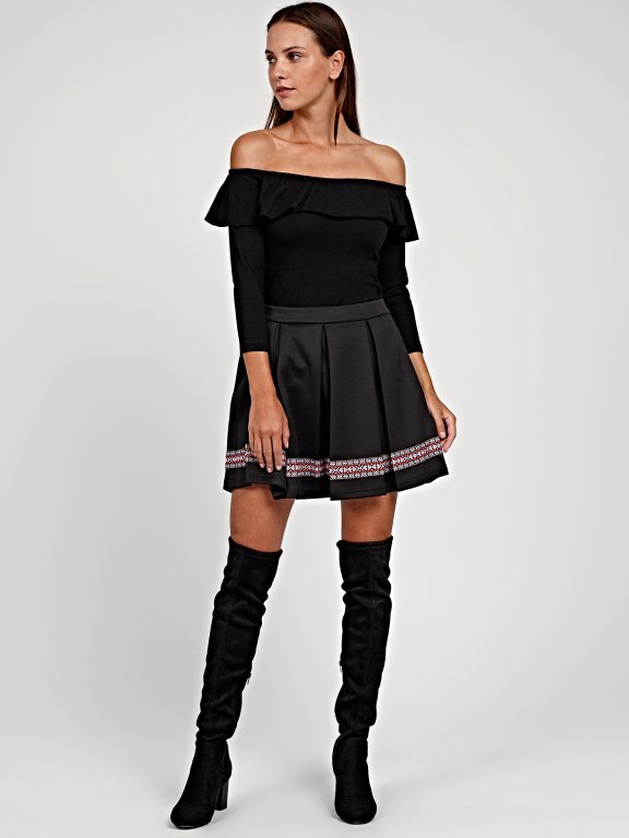 A-LINE SKIRT WITH DECORATIVE TAPE