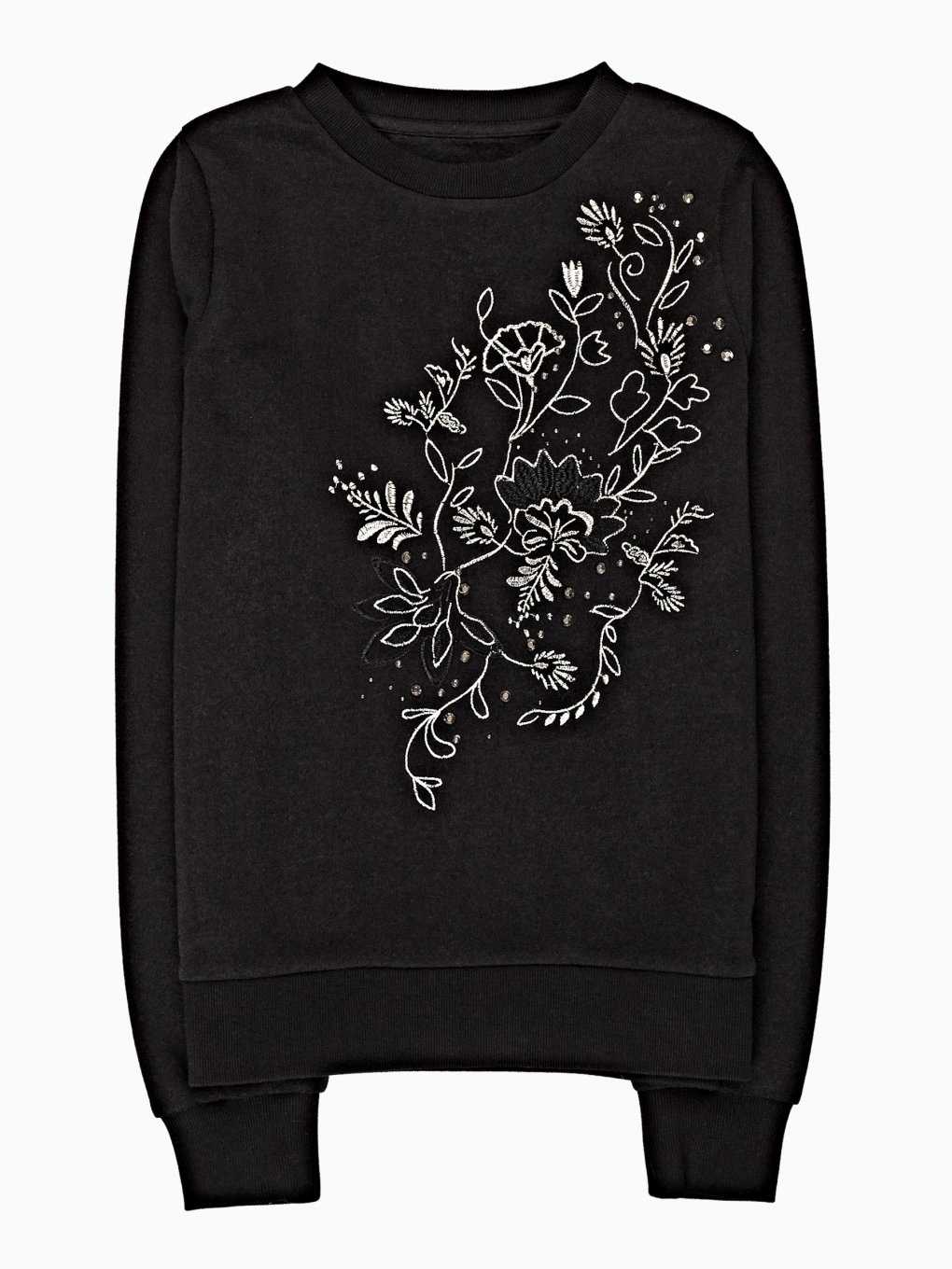 Embroidered sweatshirt with stones