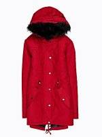 Padded cotton parka with removable faux fur