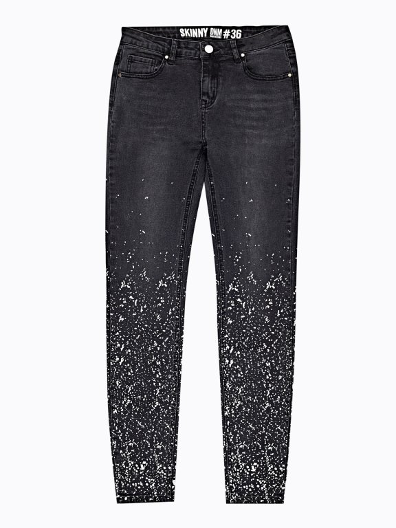Skinny jeans with metallic print