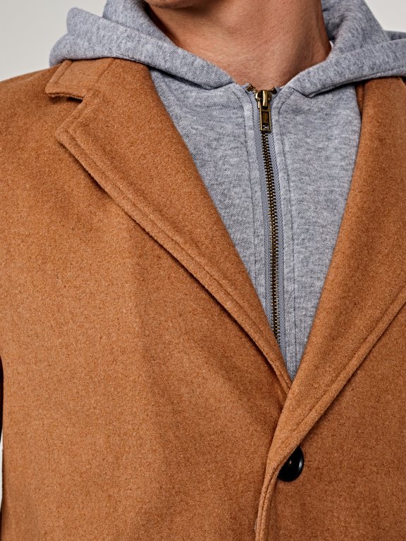 Longline coat with hood