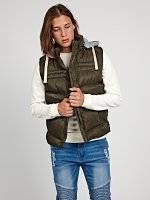 Quilted vest with jersey hood