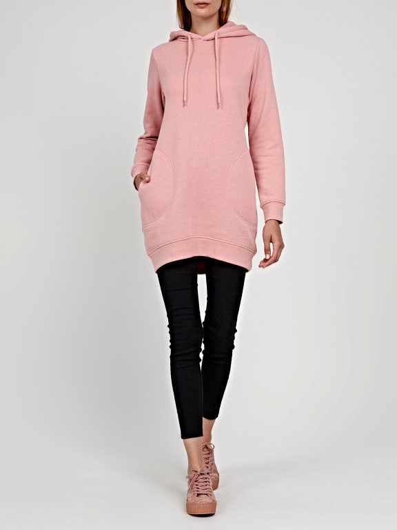 Longline hoodie with side pockets