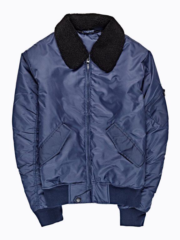 Light padded bomber jacket with sherpa collar