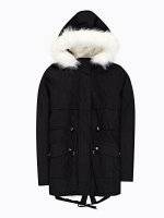 Pile lined padded cotton parka