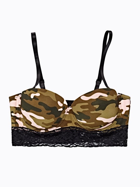 CAMO PRINT BRALETTE WITH LACE