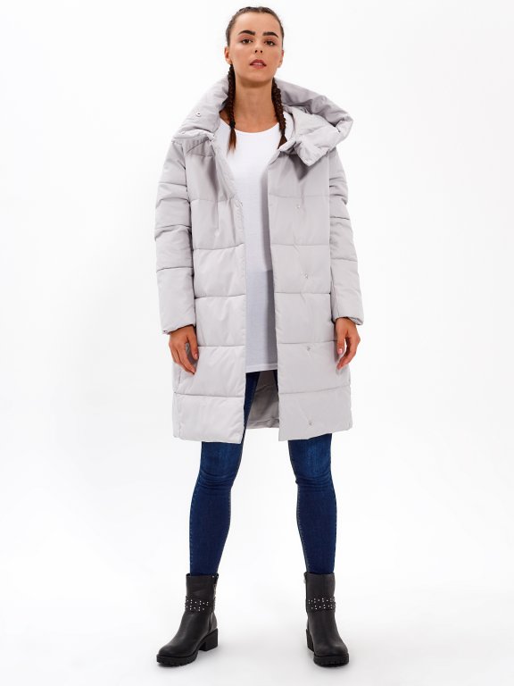Longline padded jacket with high collar