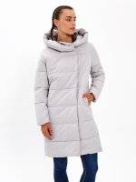 Longline padded jacket with high collar