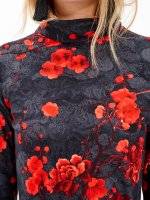 Turtleneck top with floral print