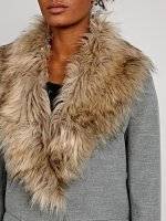 Longline plain coat with removable fur