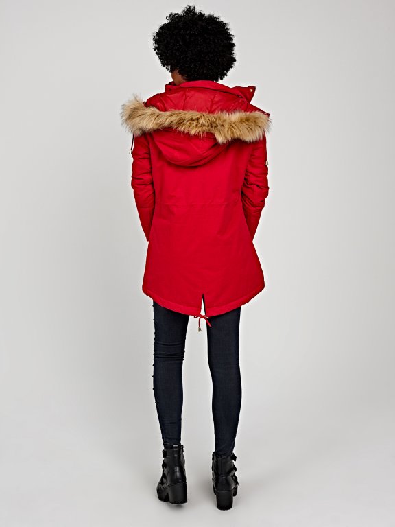 Padded parka with faux fur