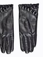 Faux leather gloves with ruffle