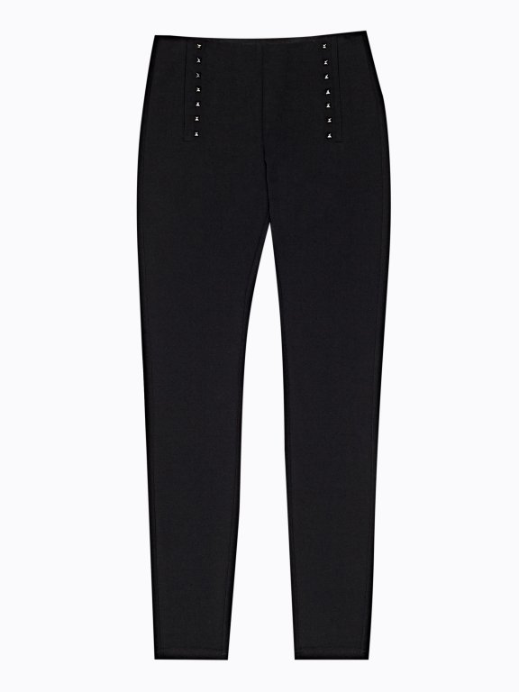 Knitted slim trousers with studs