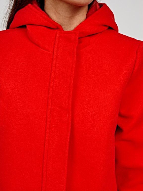 Longline plain coat with hood