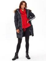 Longline padded jacket with contrast tapes
