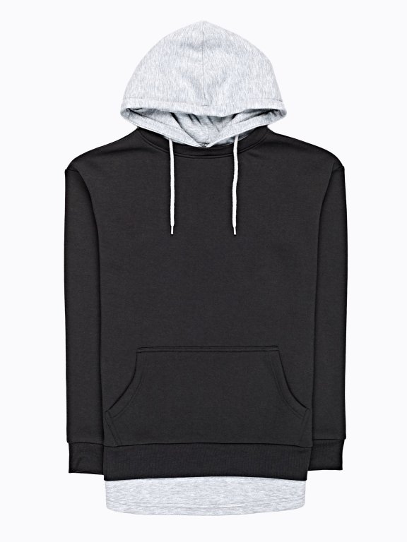 Layered sweatshirt with hood