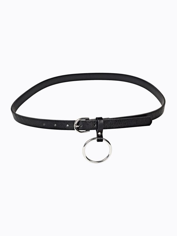 Narrow belt with metal ring