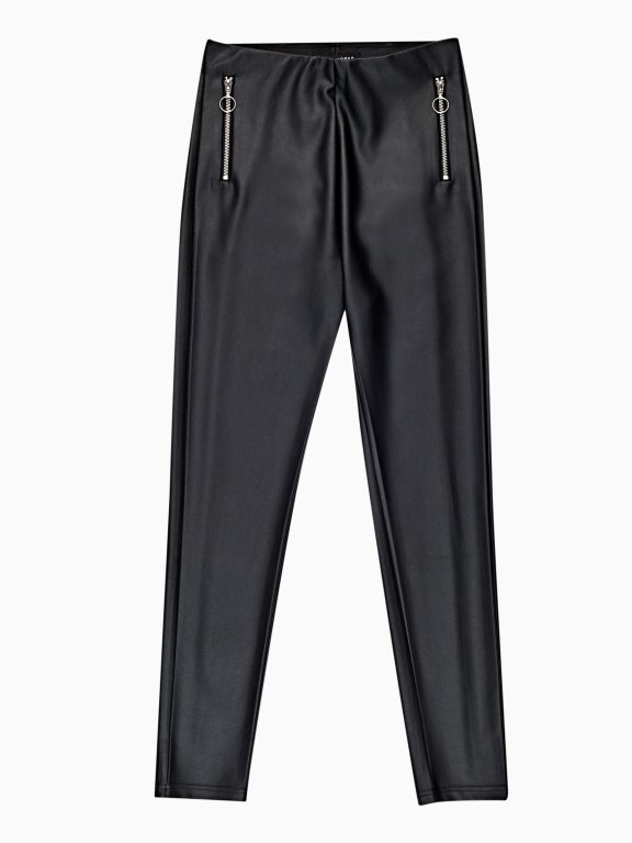 FAUX LEATHER SLIM TROUSERS