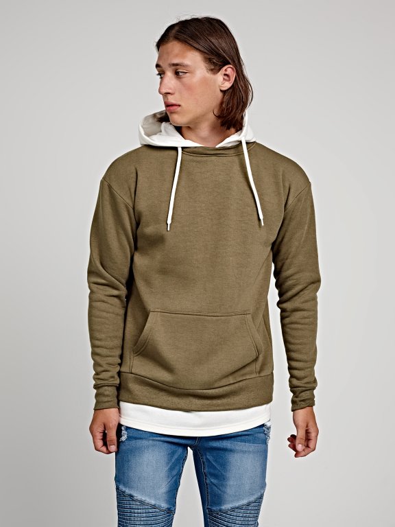 Layered sweatshirt with hood