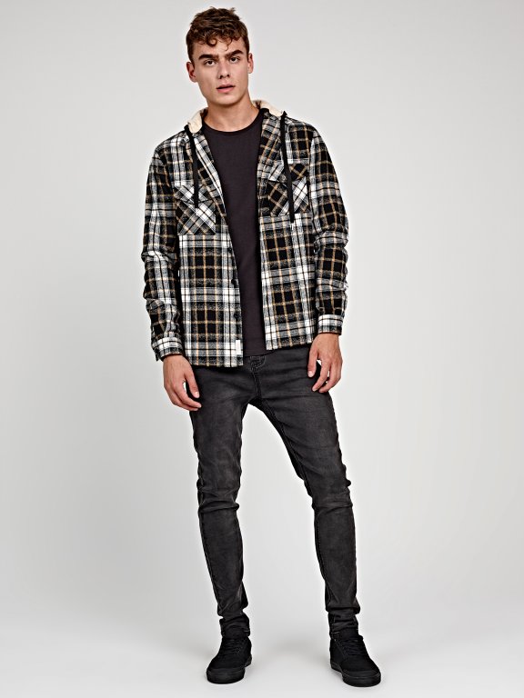 PLAID FLANNEL SHIRT WITH HOOD
