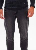 DAMAGED CARROT FIT JEANS IN DARK GREY WASH