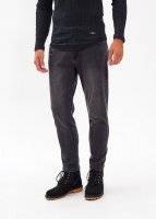 DAMAGED CARROT FIT JEANS IN DARK GREY WASH