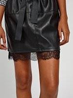 Faux leather skirt with lace