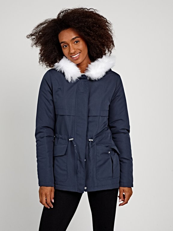 Pile lined parka with hood