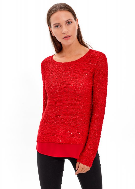 Kombinowany cekinowy sweter