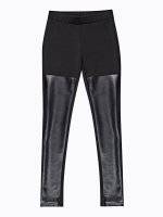KNITTED SLIM TROUSERS WITH FAUX LEATHER PANELS
