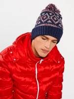 PATTERNED BEANIE WITH POM